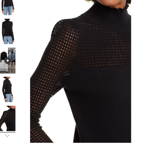 🖤La Vie Pointelle Wool & Cotton Turtleneck Sweater - Picture 2 of 13